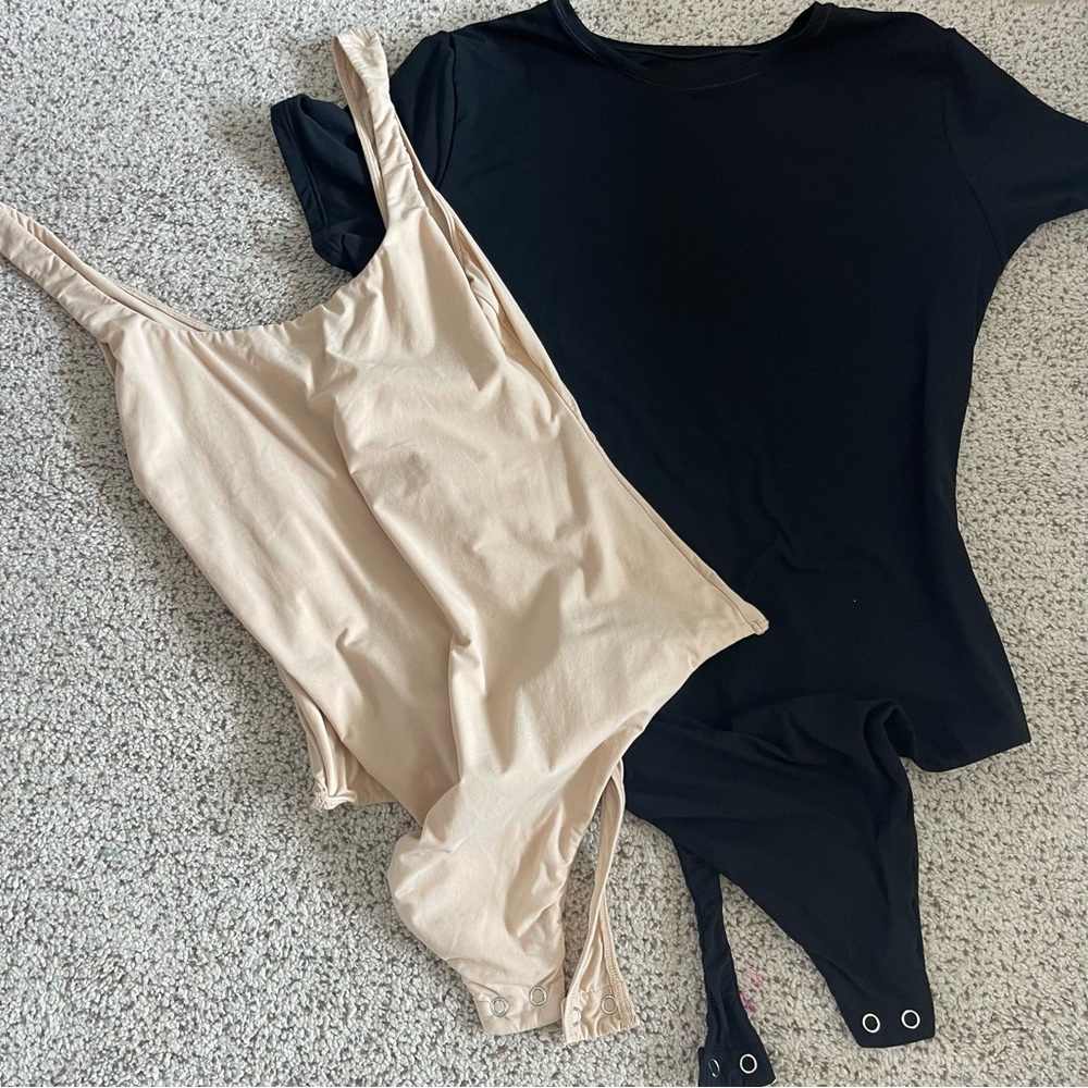 Auden Black and Cream Fitted Buttoned Bodysuit